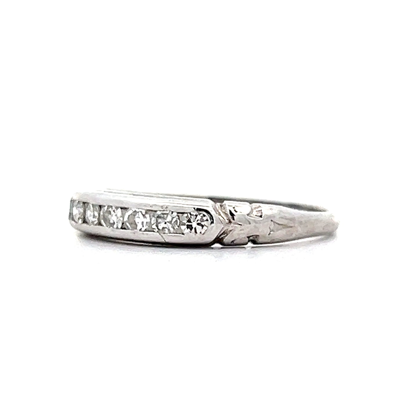 .21 Antique Deco Diamond Wedding Band in Platinum