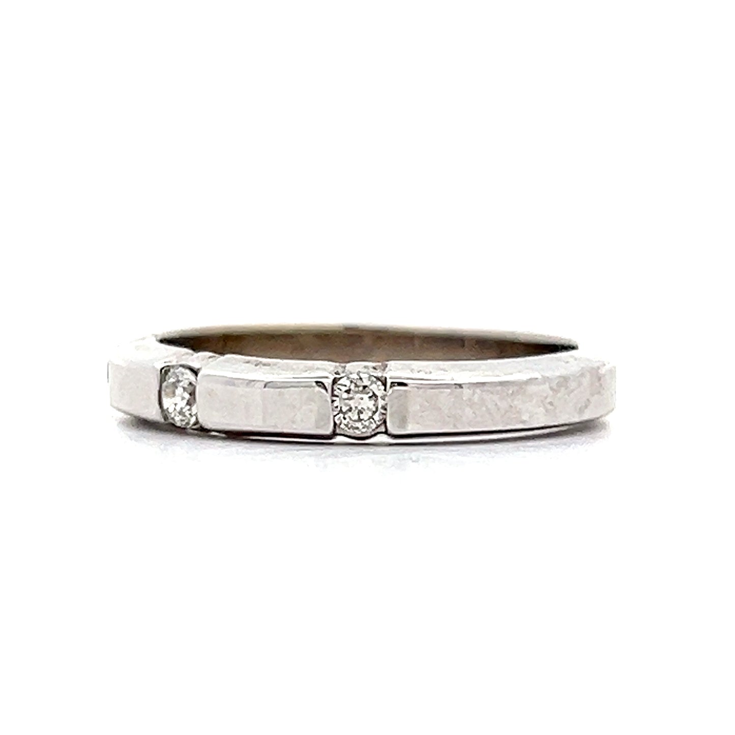 .12 Diamond Station Wedding Band in 14k White Gold