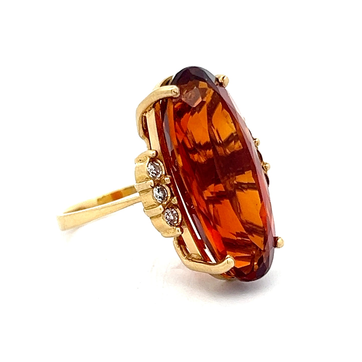 8.79 Vintage Oval Citrine & Diamond Cocktail Ring in 18k