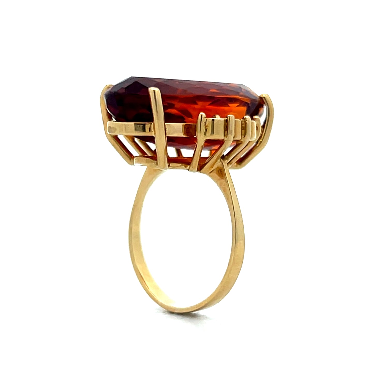 8.79 Vintage Oval Citrine & Diamond Cocktail Ring in 18k