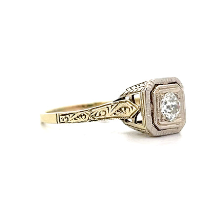 .28 Antique Art Deco Filigree Engagement Ring in 14k