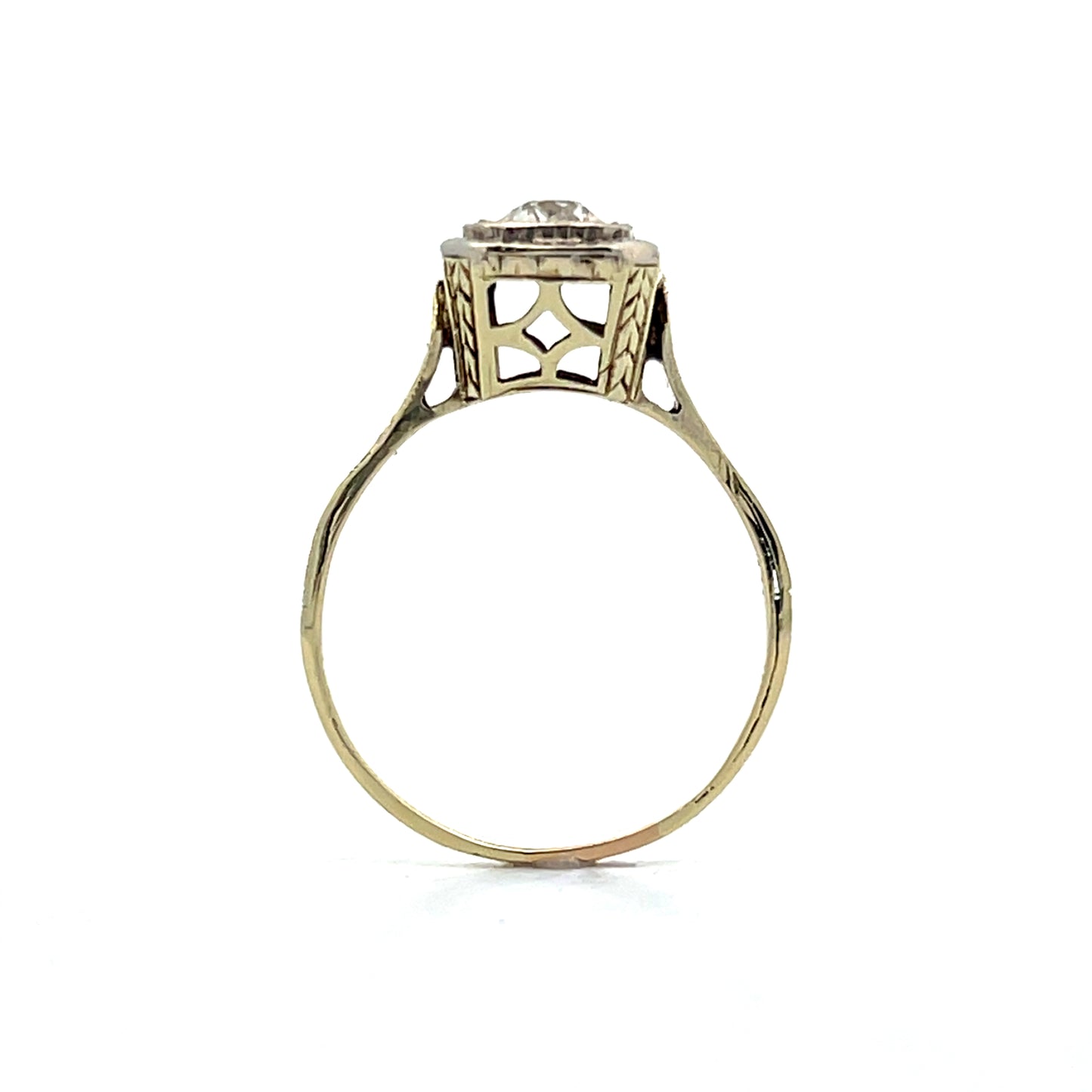 .28 Antique Art Deco Filigree Engagement Ring in 14k