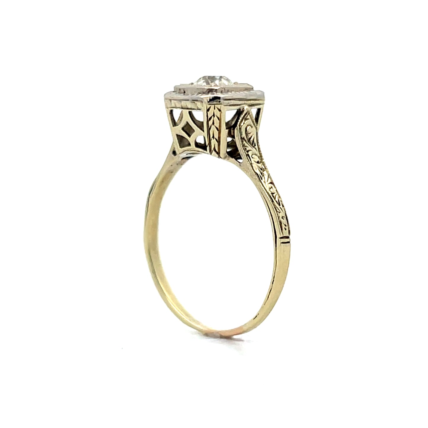 .28 Antique Art Deco Filigree Engagement Ring in 14k