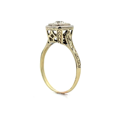 .28 Antique Art Deco Filigree Engagement Ring in 14k