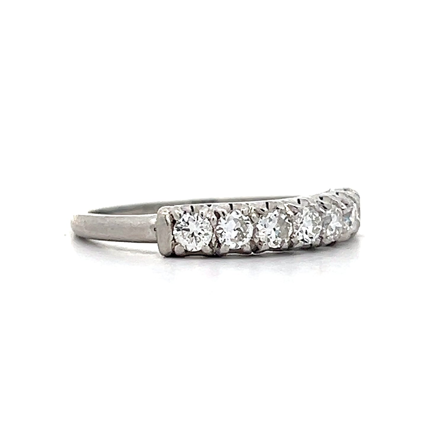 .42 Vintage Transitional Cut Diamond Wedding Band in Platinum