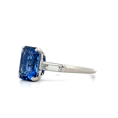 2.72 Emerald Cut Sapphire Engagement Ring in Platinum