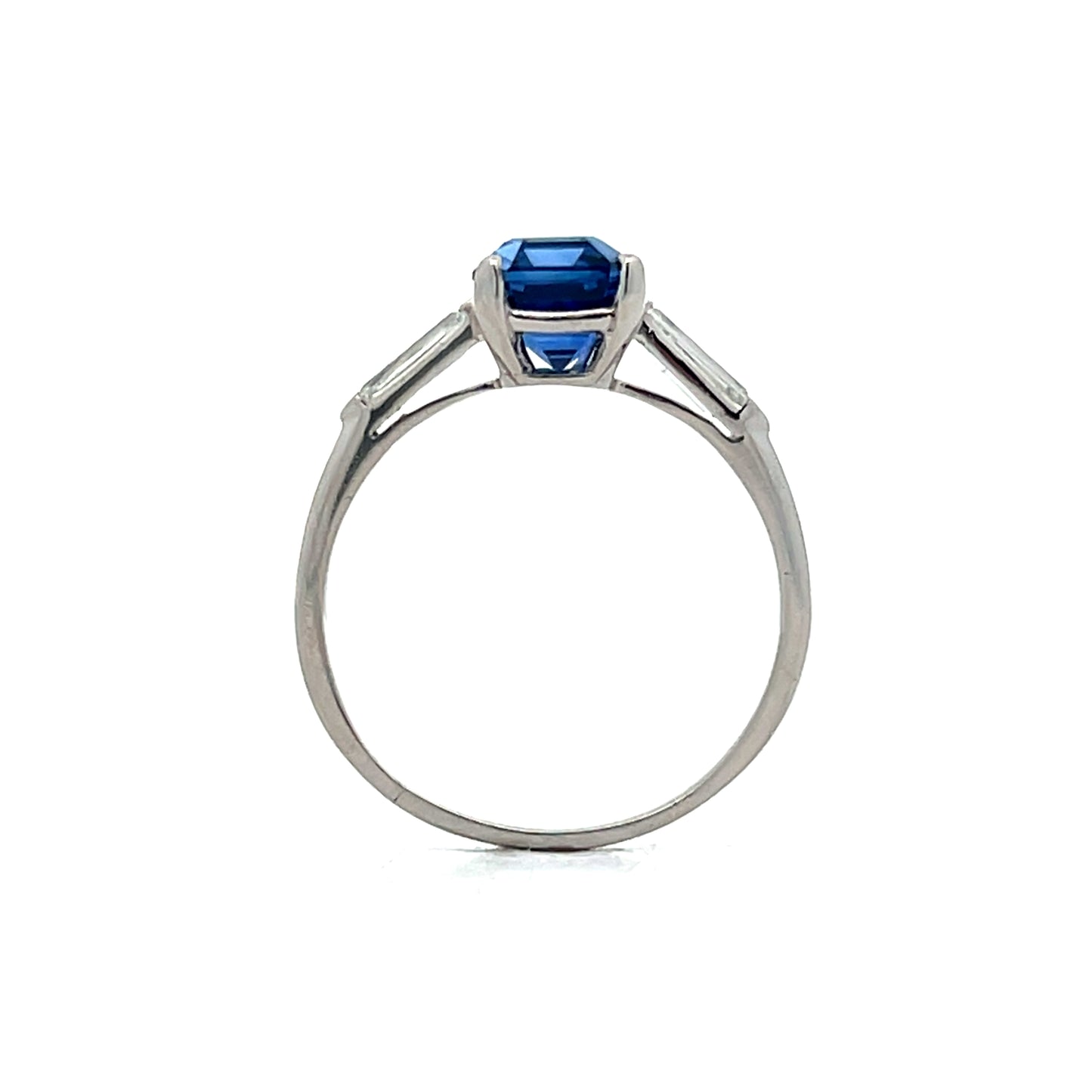 2.72 Emerald Cut Sapphire Engagement Ring in Platinum