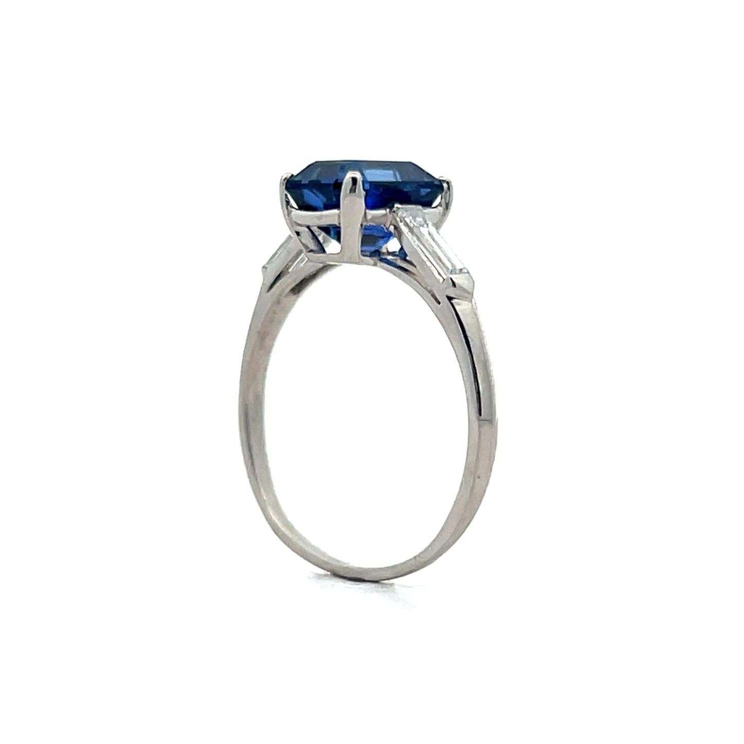 2.72 Emerald Cut Sapphire Engagement Ring in Platinum