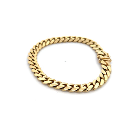 Mens Cuban Link Chain Bracelet in 14k Yellow Gold