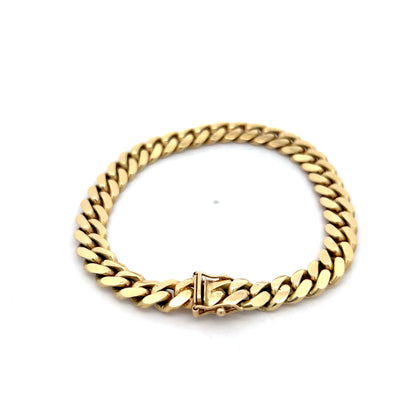 Mens Cuban Link Chain Bracelet in 14k Yellow Gold