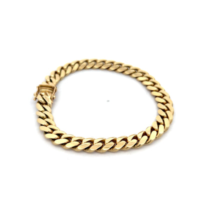 Mens Cuban Link Chain Bracelet in 14k Yellow Gold