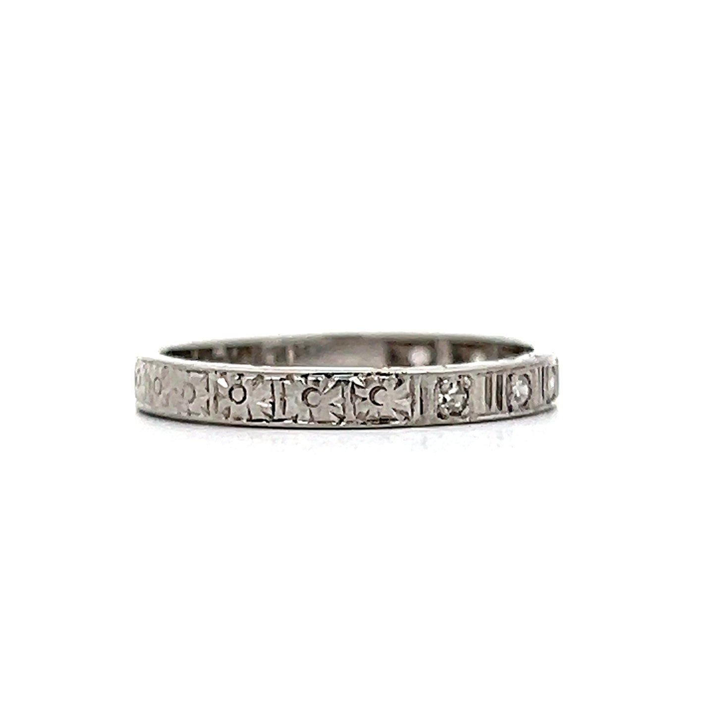 .10 Antique Deco Single Cut Diamond Wedding Band in 18k