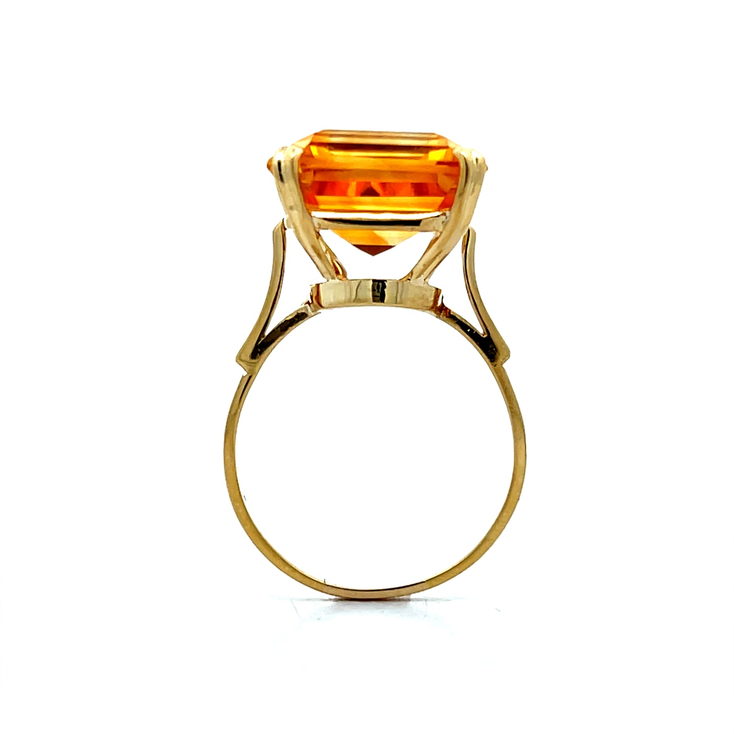 12.60 Emerald Cut Citrine Cocktail Ring 18k Yellow Gold