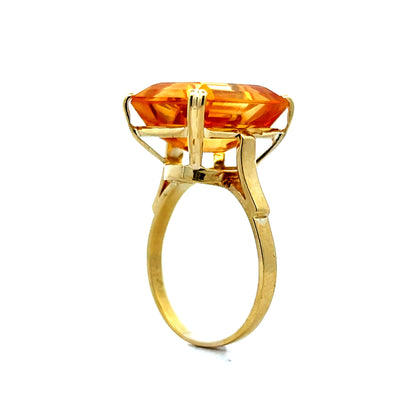 12.60 Emerald Cut Citrine Cocktail Ring 18k Yellow Gold