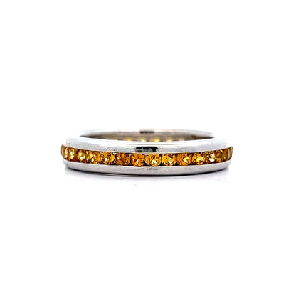 1.05 Orange Sapphire Eternity Band in 18k White Gold