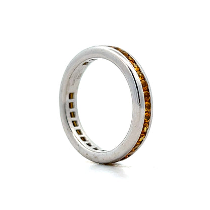 1.05 Orange Sapphire Eternity Band in 18k White Gold