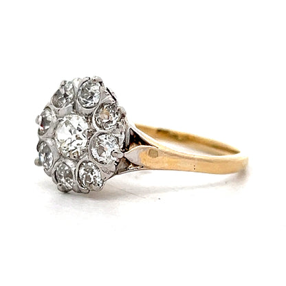 .26 Old Euro Diamond Cluster Engagement Ring in 14k