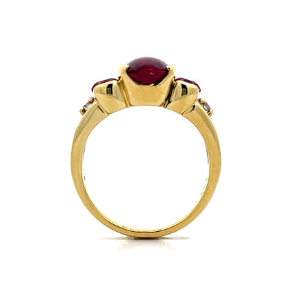3.68 Cabochon Garnet Cocktail Ring in 18k Yellow Gold