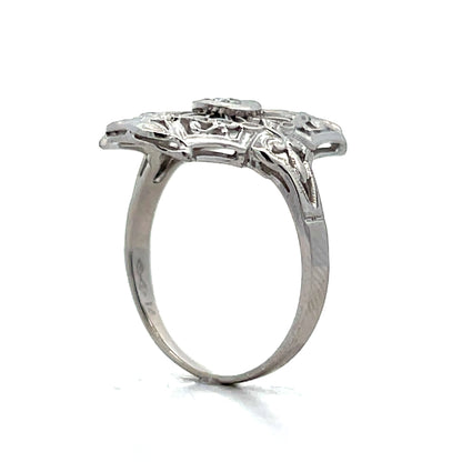.17 Art Deco Style Filigree Ring in 14k White Gold