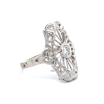 .17 Art Deco Style Filigree Ring in 14k White Gold