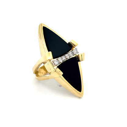 .40 Vintage Onyx & Diamond Cocktail Ring in 18k