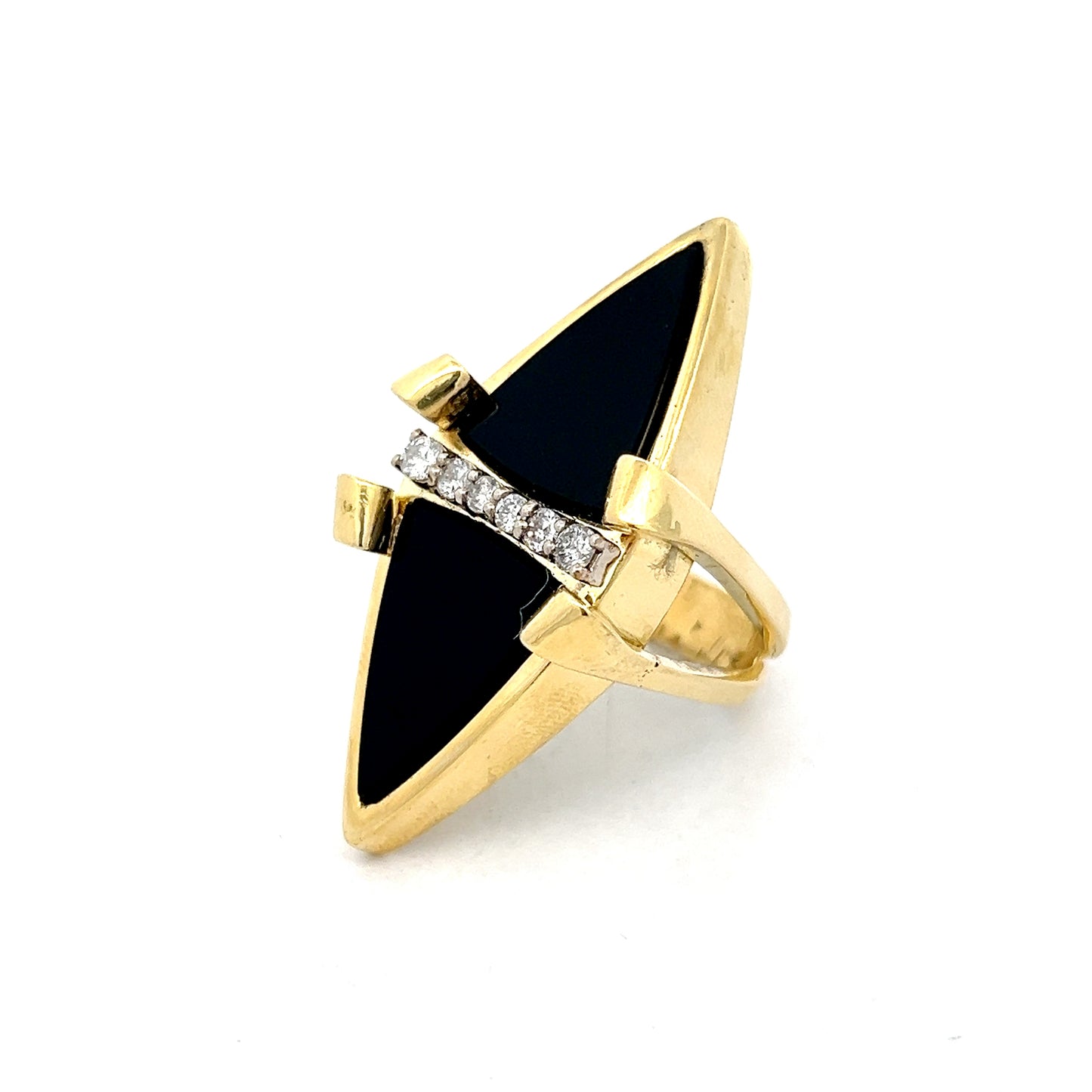 .40 Vintage Onyx & Diamond Cocktail Ring in 18k