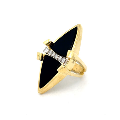 .40 Vintage Onyx & Diamond Cocktail Ring in 18k