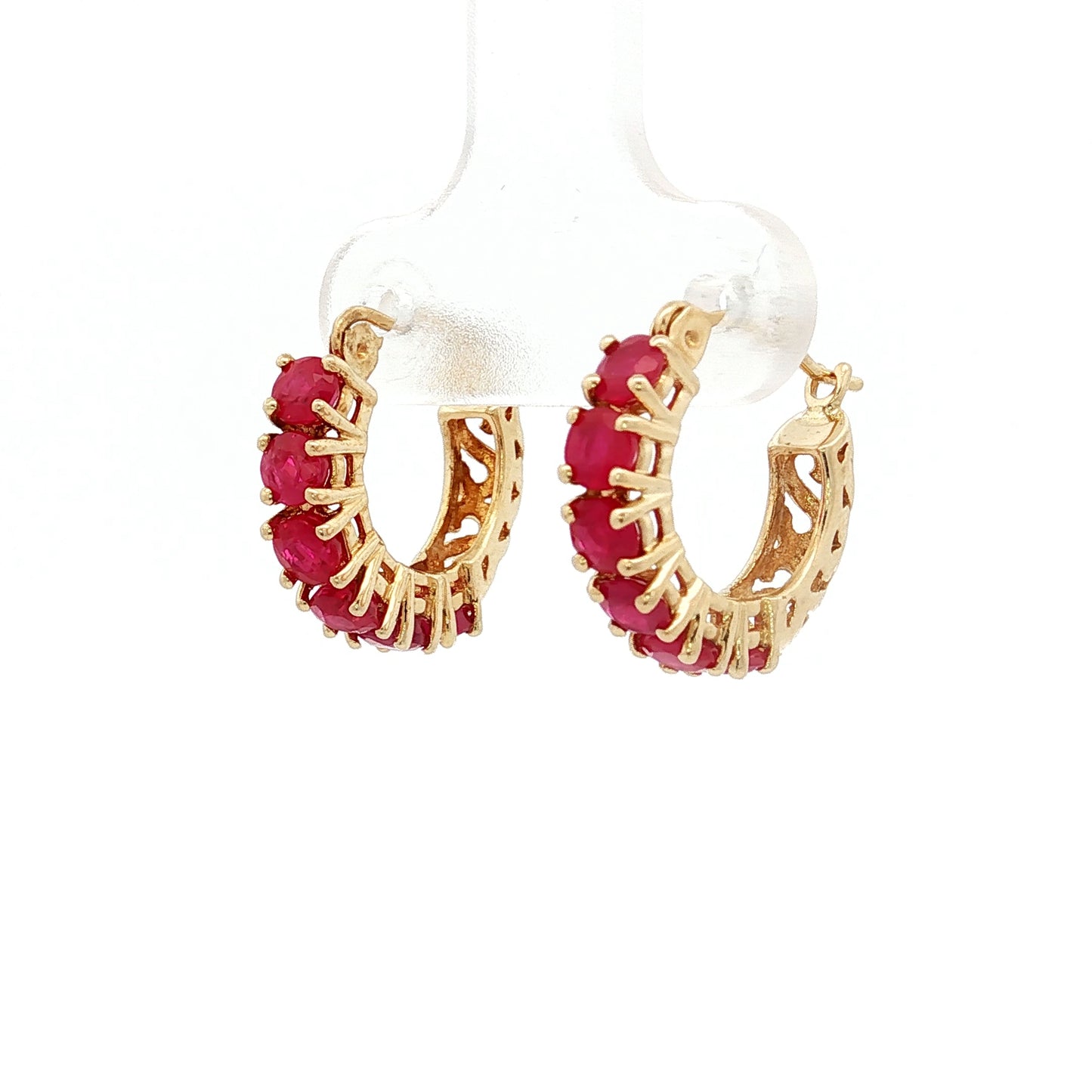 1.92 Round Ruby Huggie Hoop Earrings in 14k