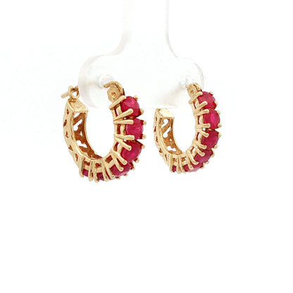 1.92 Round Ruby Huggie Hoop Earrings in 14k