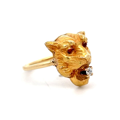 .06 Antique Victorian Tiger Ring in 10k Yellow Gold