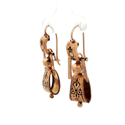 Antique Victorian Enamel Drop Earrings in 14k
