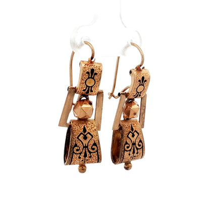 Antique Victorian Enamel Drop Earrings in 14k