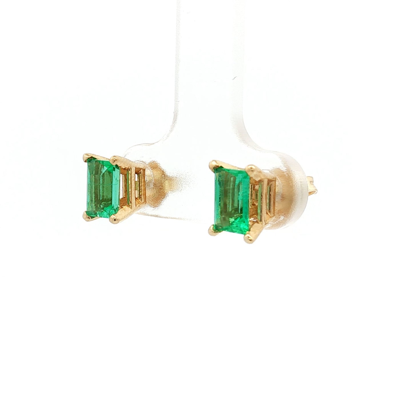 1.18 Emerald Cut Emerald Stud Earrings in 14k