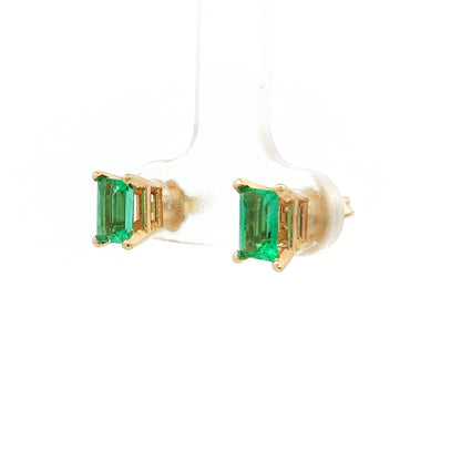 1.18 Emerald Cut Emerald Stud Earrings in 14k