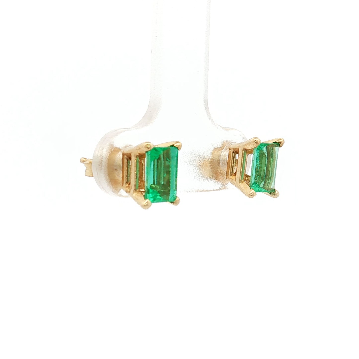 1.18 Emerald Cut Emerald Stud Earrings in 14k