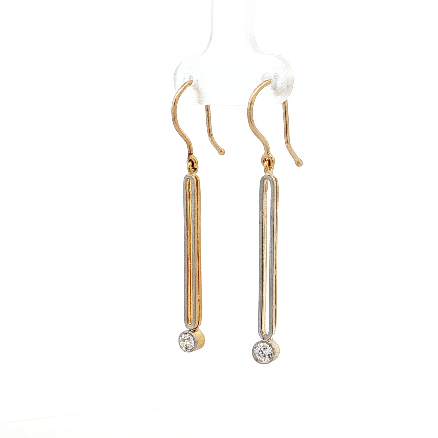 .22 Antique Art Deco Diamond Drop Earrings in 18k/Platinum