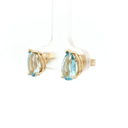 1.86 Pear Aquamarine Stud Earrings in 14k Yellow Gold