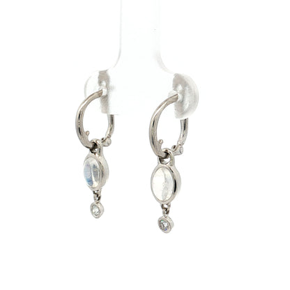 Wendy Walker Moonstone & Diamond Earrings in Platinum