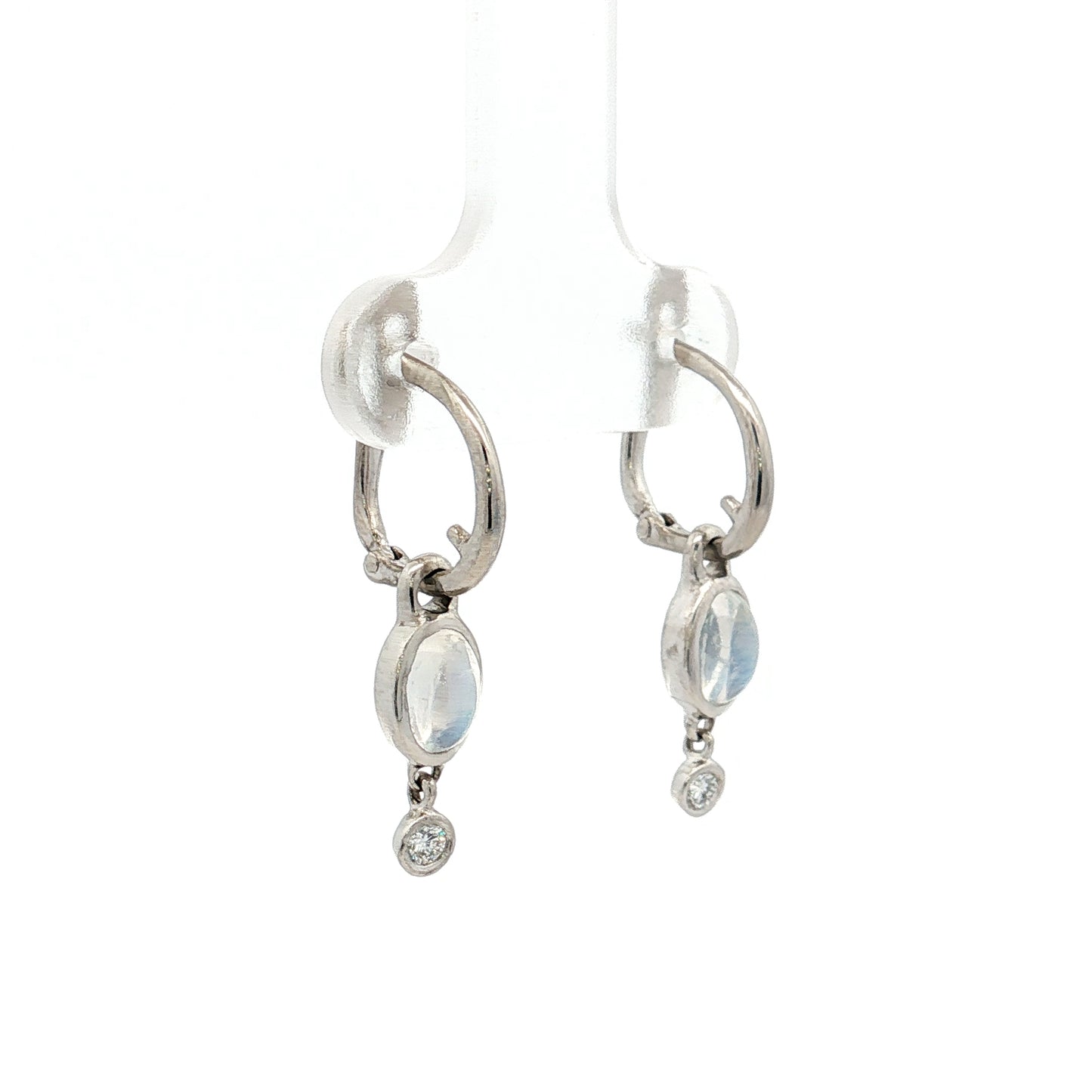 Wendy Walker Moonstone & Diamond Earrings in Platinum