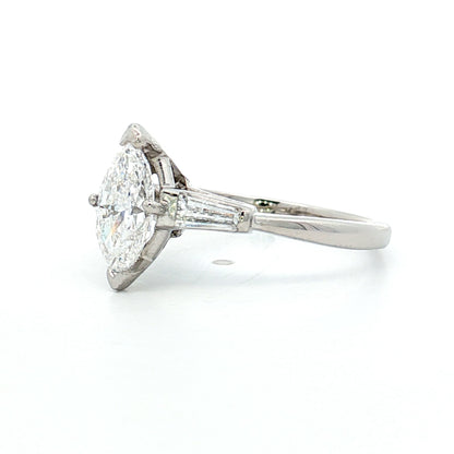 1.03 Vintage Marquise Diamond Engagement Ring Platinum