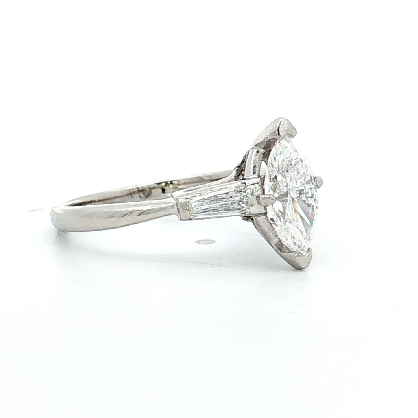 1.03 Vintage Marquise Diamond Engagement Ring Platinum