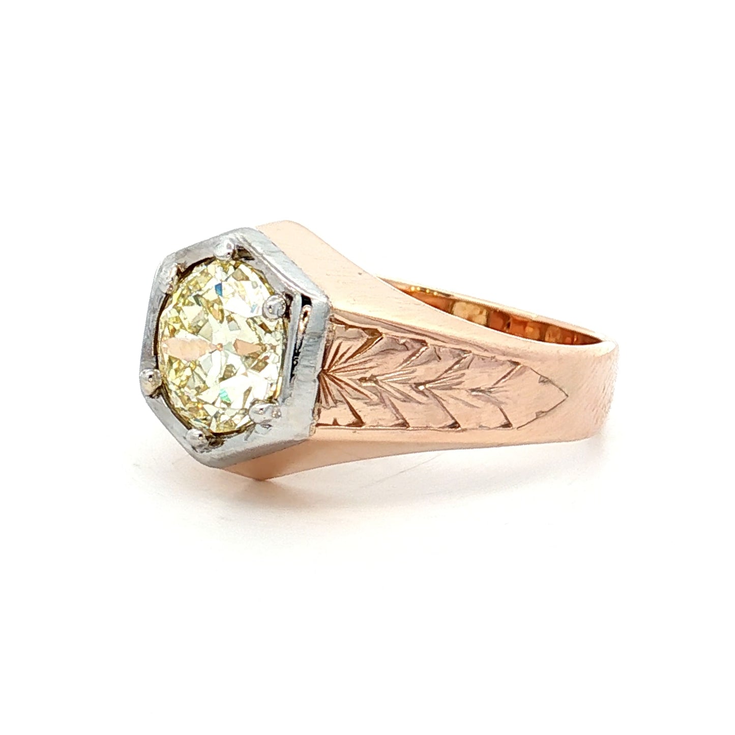 1.80 Art Deco Mens Diamond Ring in 14k Rose/White Gold