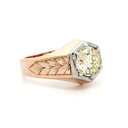 1.80 Art Deco Mens Diamond Ring in 14k Rose/White Gold