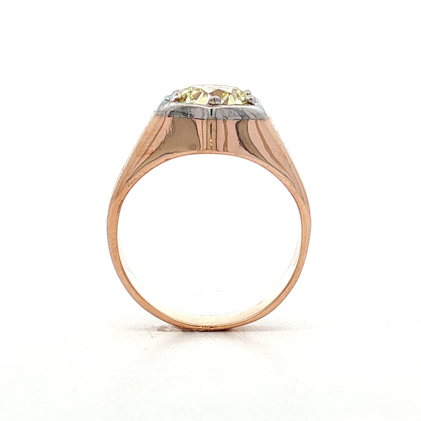 1.80 Art Deco Mens Diamond Ring in 14k Rose/White Gold