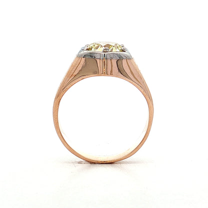 1.80 Art Deco Mens Diamond Ring in 14k Rose/White Gold