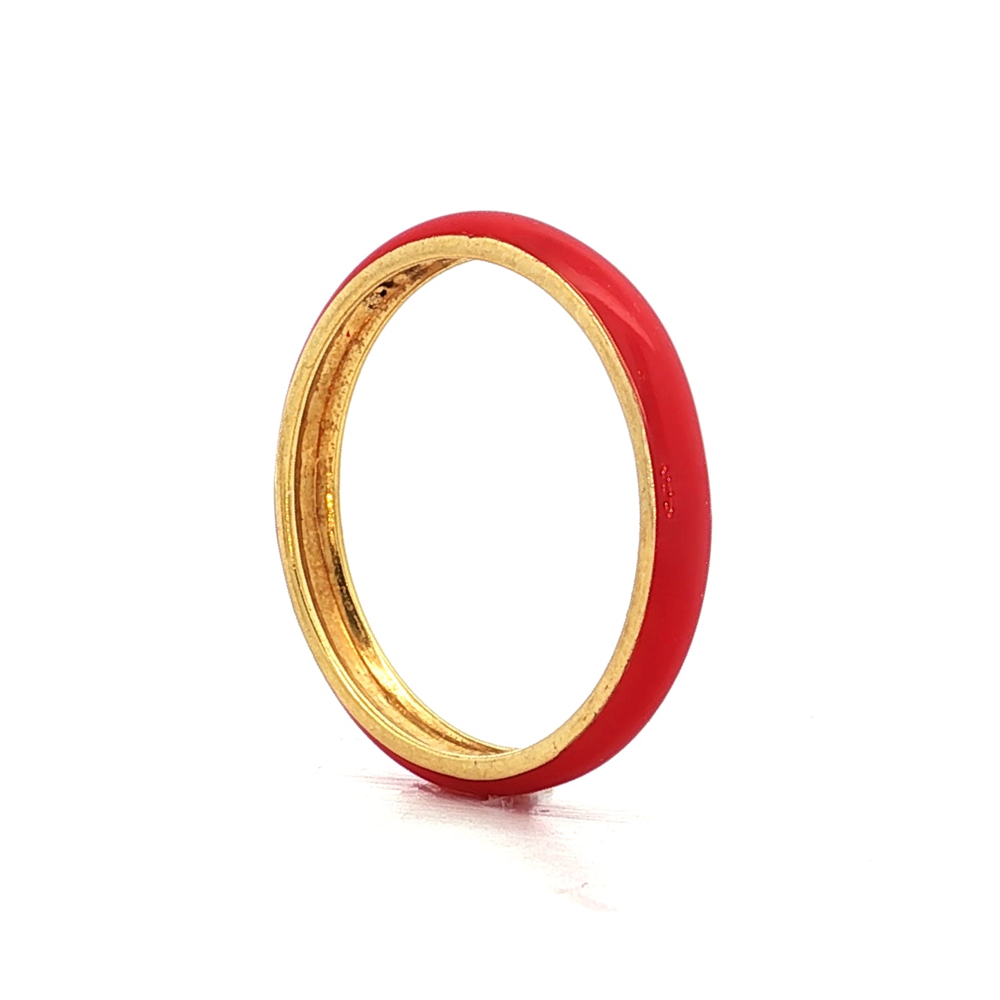 3mm Red Enamel Stacking Ring in 14k Yellow Gold