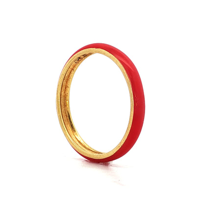 3mm Red Enamel Stacking Ring in 14k Yellow Gold
