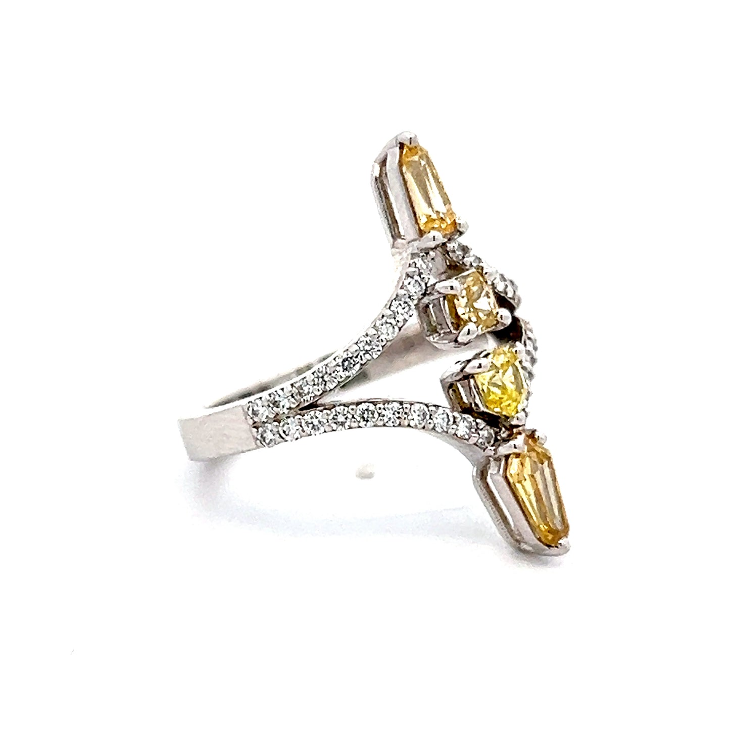 1.33 Mixed Diamond Cocktail Ring in 18k White Gold