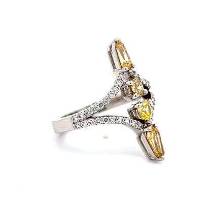 1.33 Mixed Diamond Cocktail Ring in 18k White Gold