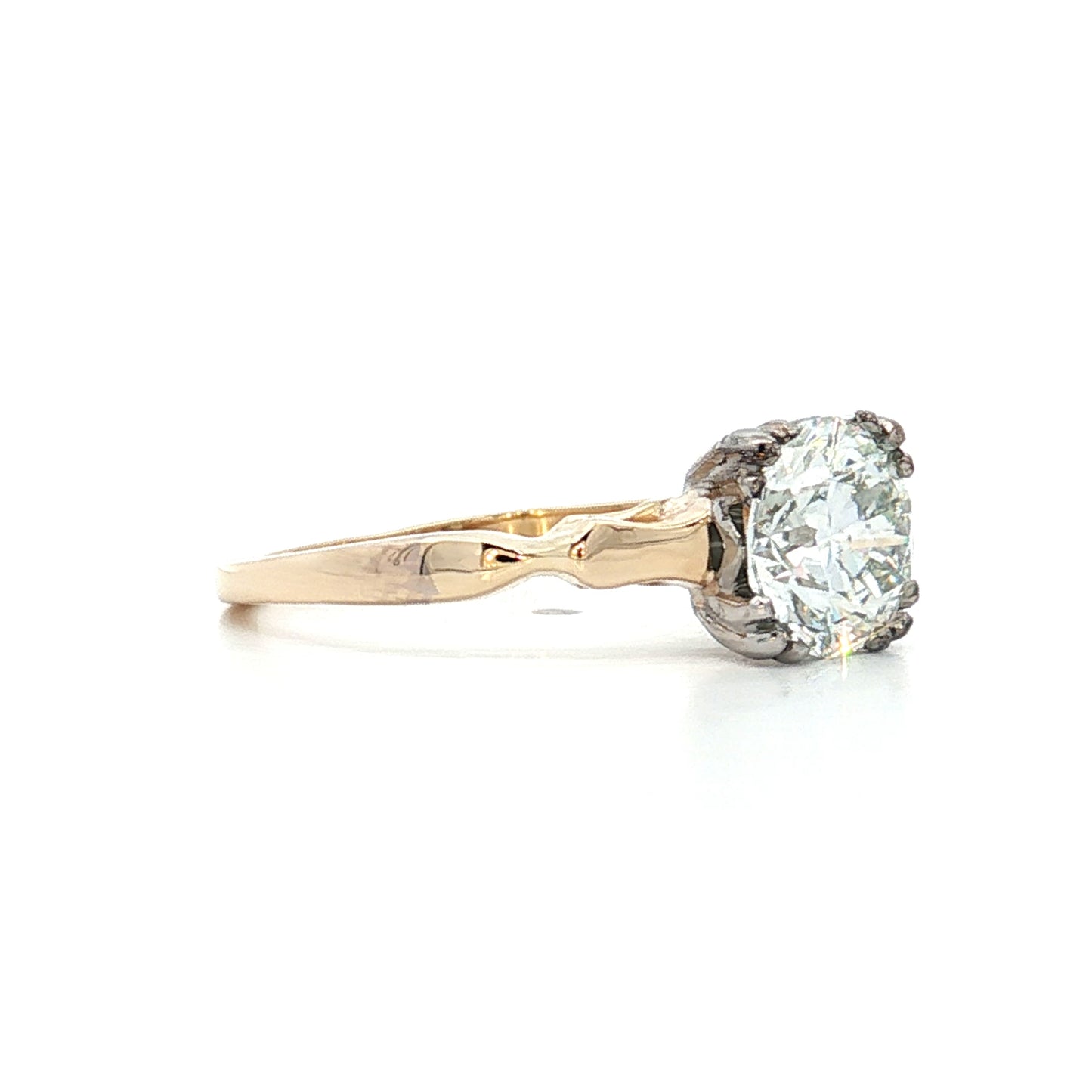 1.36 Vintage Retro Diamond Engagement Ring Two-Tone 14k